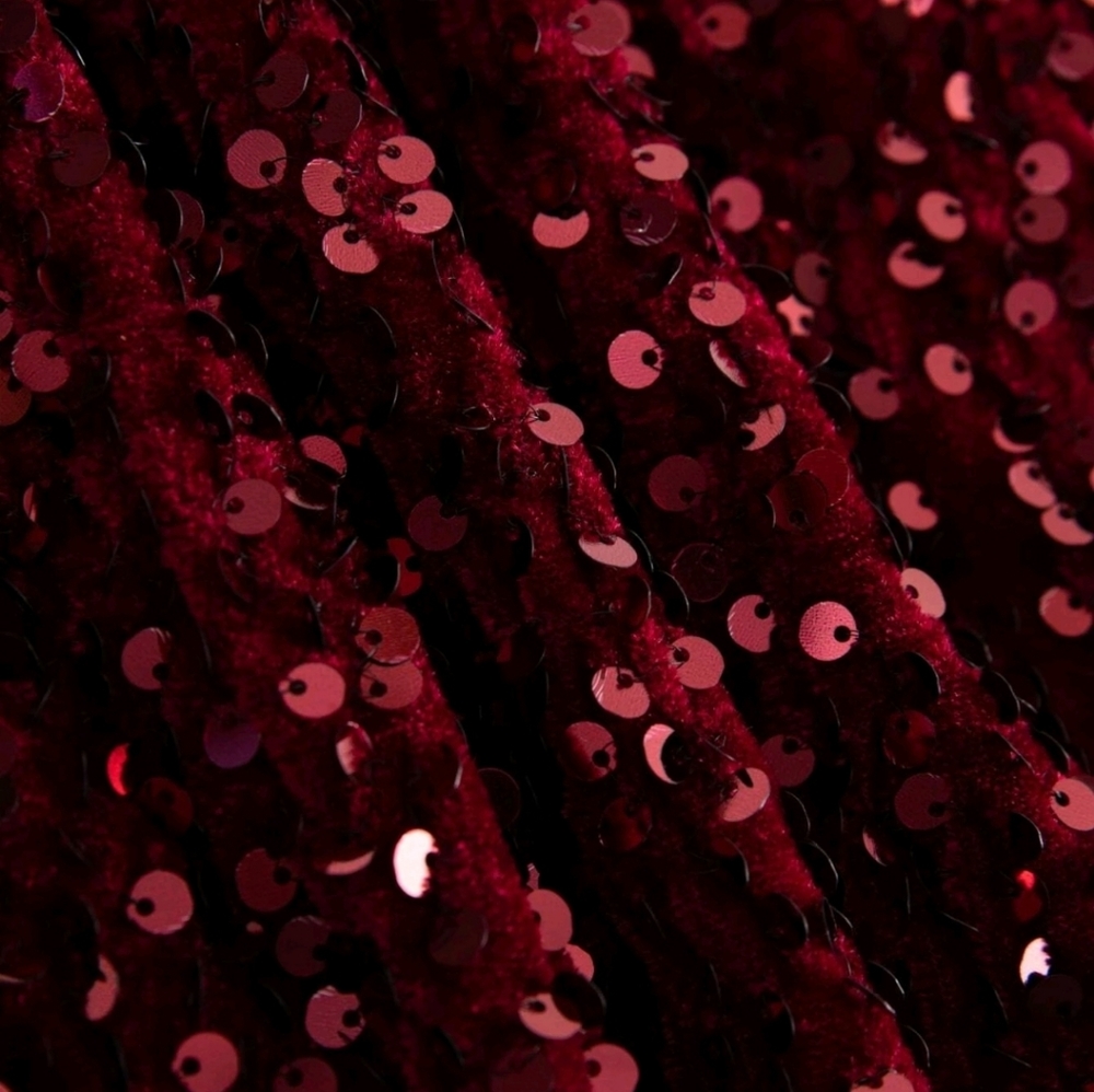 New Sequin Velvet Stretch Cami Mini Dress Bodycon Strappy Burgundy Red - Picture 7 of 11